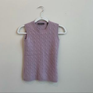 Violet color cable knit Cashmere tank top.